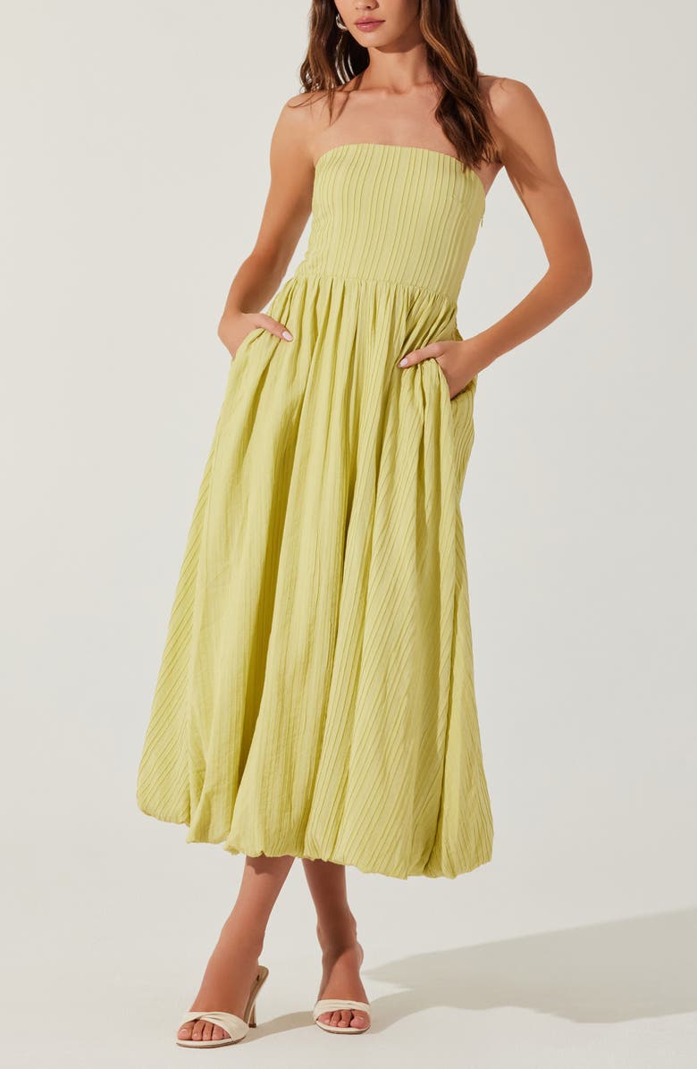 ASTR the Label Strapless Bubble Hem Dress, Alternate, color, Celery