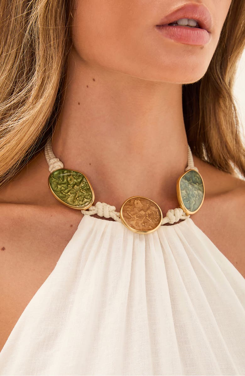 ViX Paula Hermanny Aiden Linen & Cotton Halter Maxi Dress, Alternate, color, White