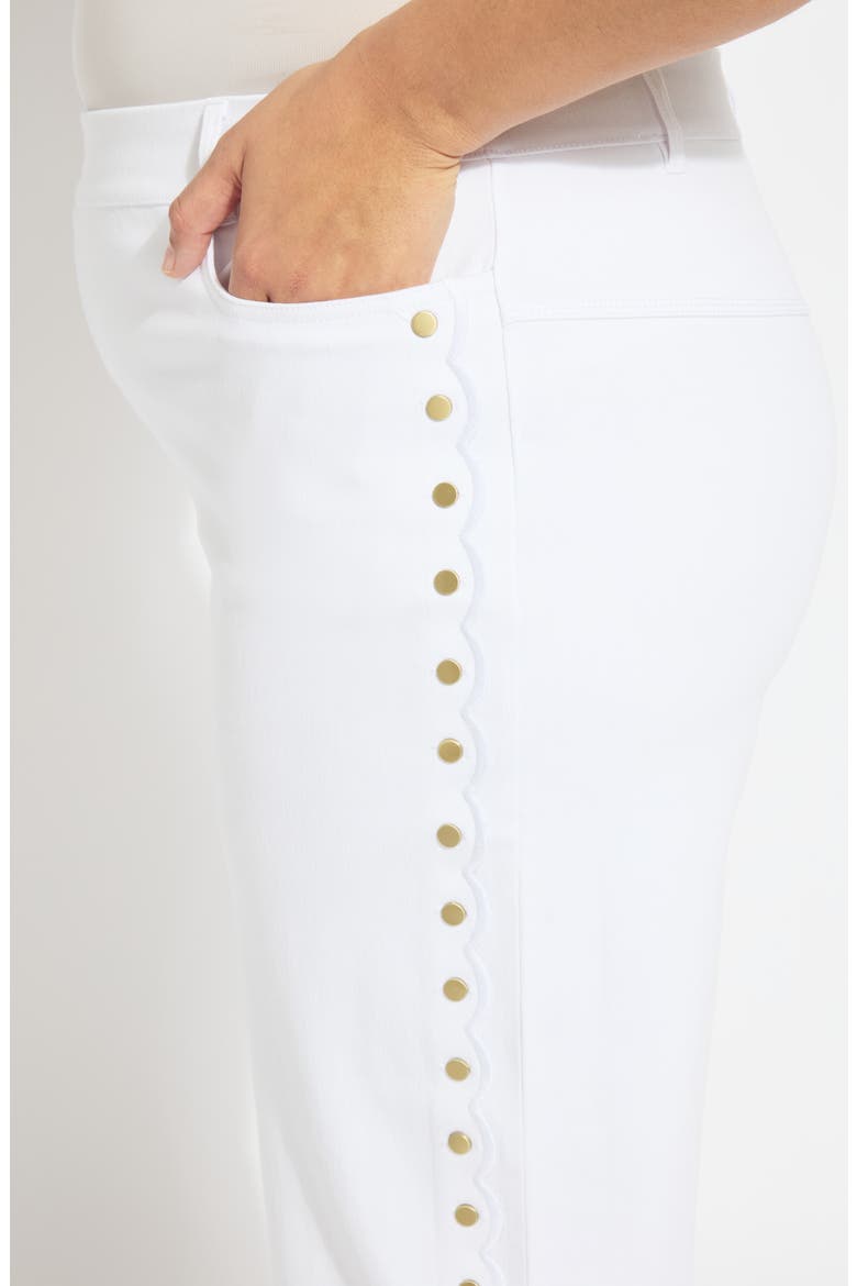 Willa Scallop Studded Crop Jeans, Alternate, color, WHITE
