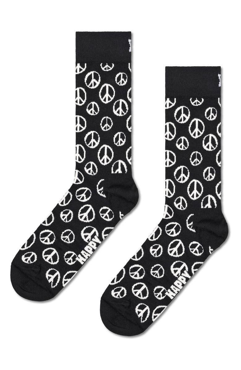 Happy Socks Assorted 3-Pack Black & White Crew Socks Gift Box, Alternate, color, Black