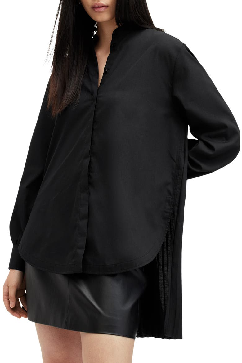 Percy Oversize Button-Up Shirt, Main, color, BLACK