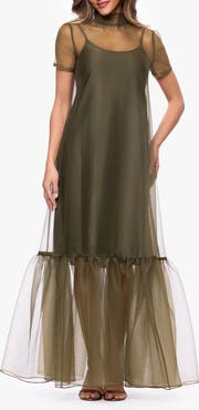 Xscape Evenings Organza Overlay Gown