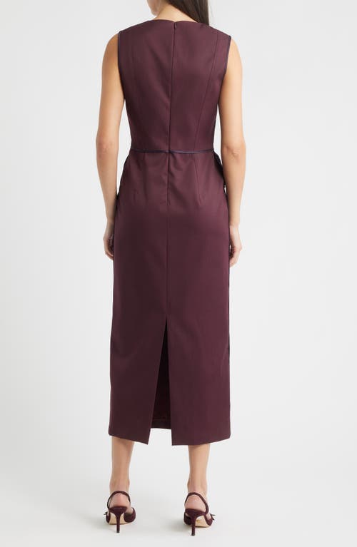 Hugo Boss Boss Drumialdan Virgin Wool Midi Sheath Dress In Purple