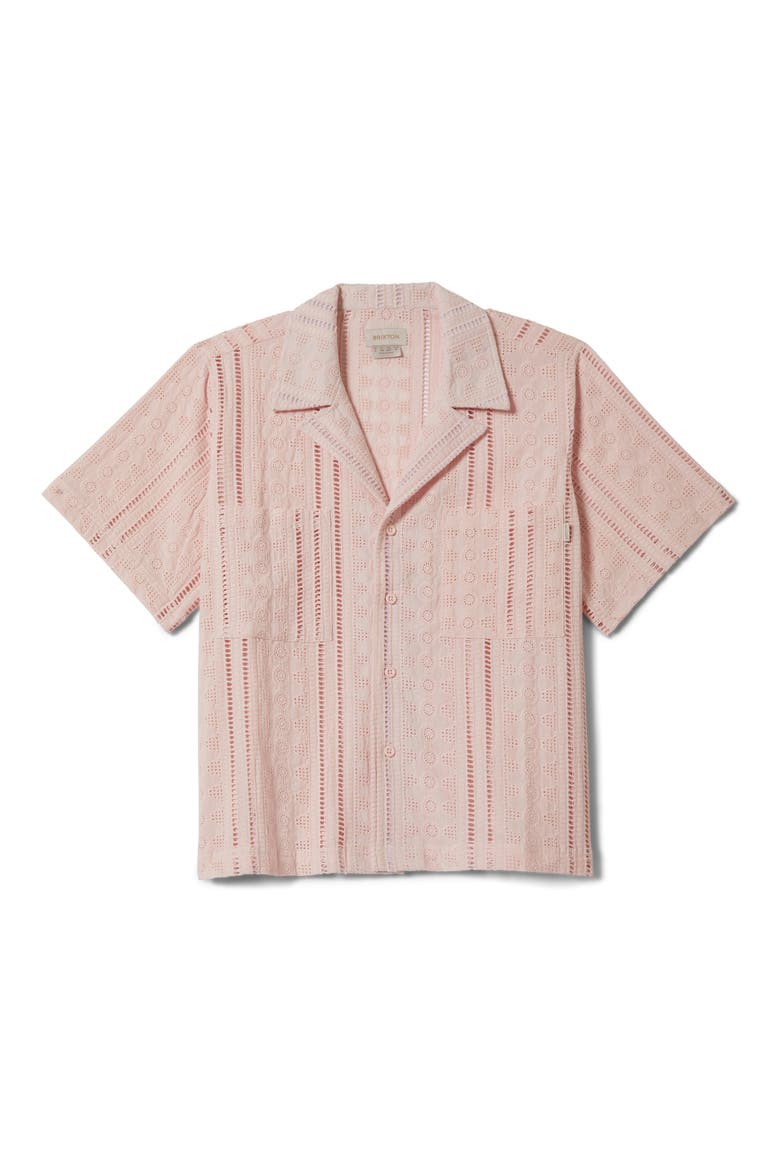 Paradise Mixed Stitch Camp Shirt, Alternate, color, CHALK PINK