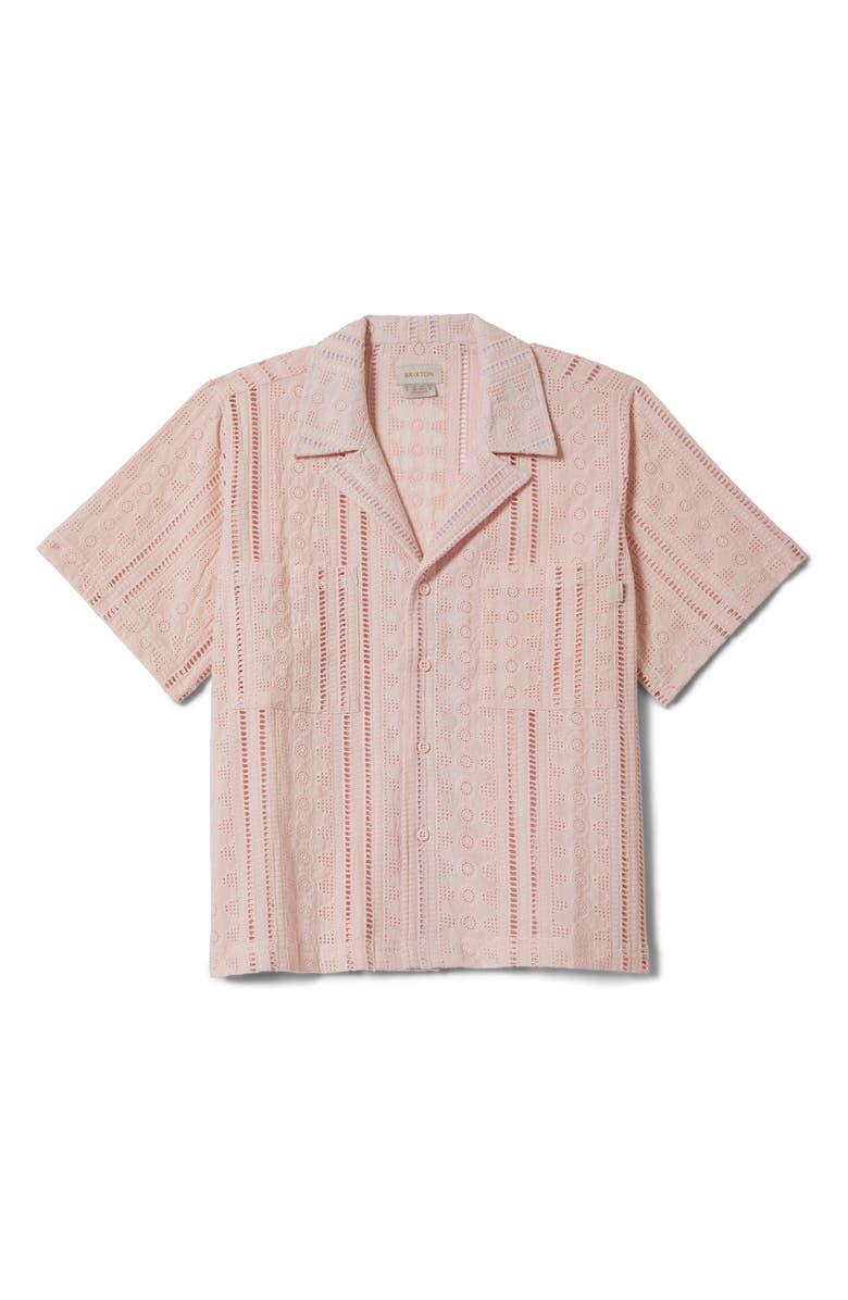 Brixton Paradise Mixed Stitch Camp Shirt, Alternate, color, Chalk Pink