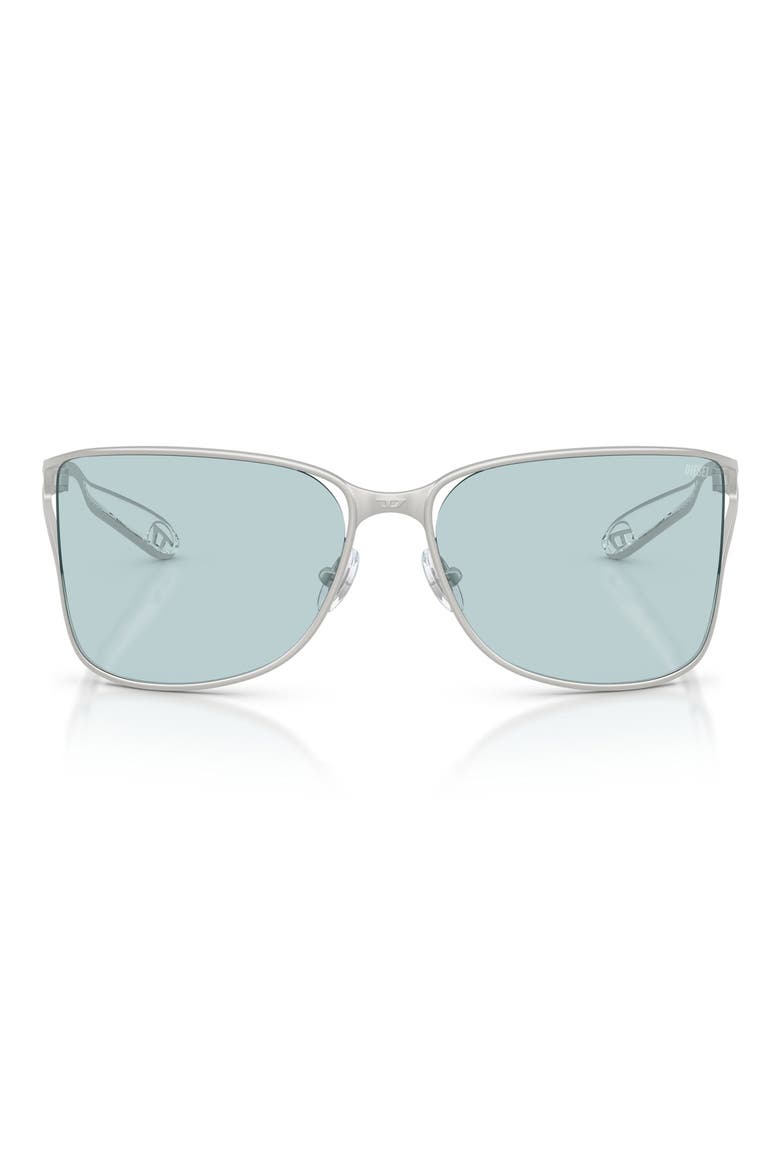 61mm Pillow Sunglasses, Main, color, MATTE SILVER / LIGHT BLUE