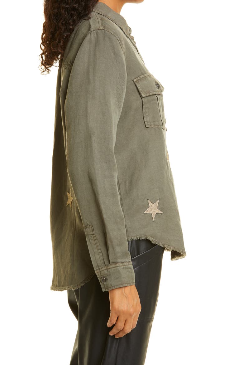 Loren Jacket, Alternate, color, OLIVE GOLD STAR EMBROIDERY