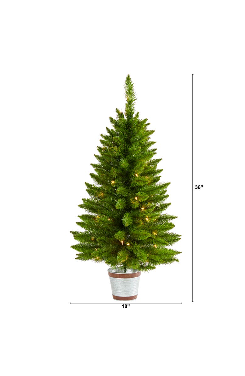 NEARLY NATURAL 3-ft Providence Pine Artificial Christmas Tree with 50 Warm White Lights and 114 Bendable Branches, Alternate, color, Green