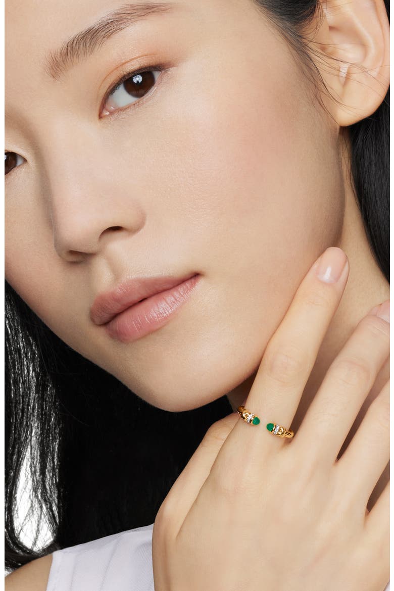 Petite Helena Open Ring, Alternate, color, EMERALD