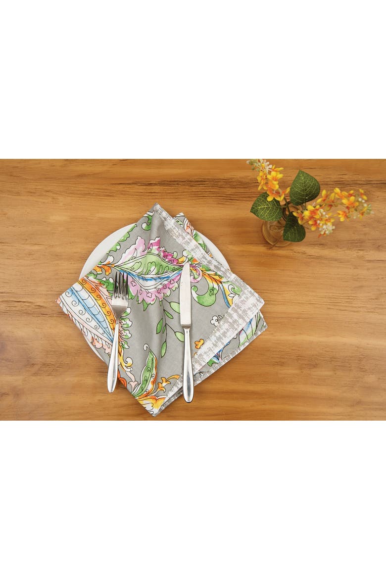 Frey Reversible Colorful Paisley Cloth Napkin Set of 6, Alternate, color, Grey