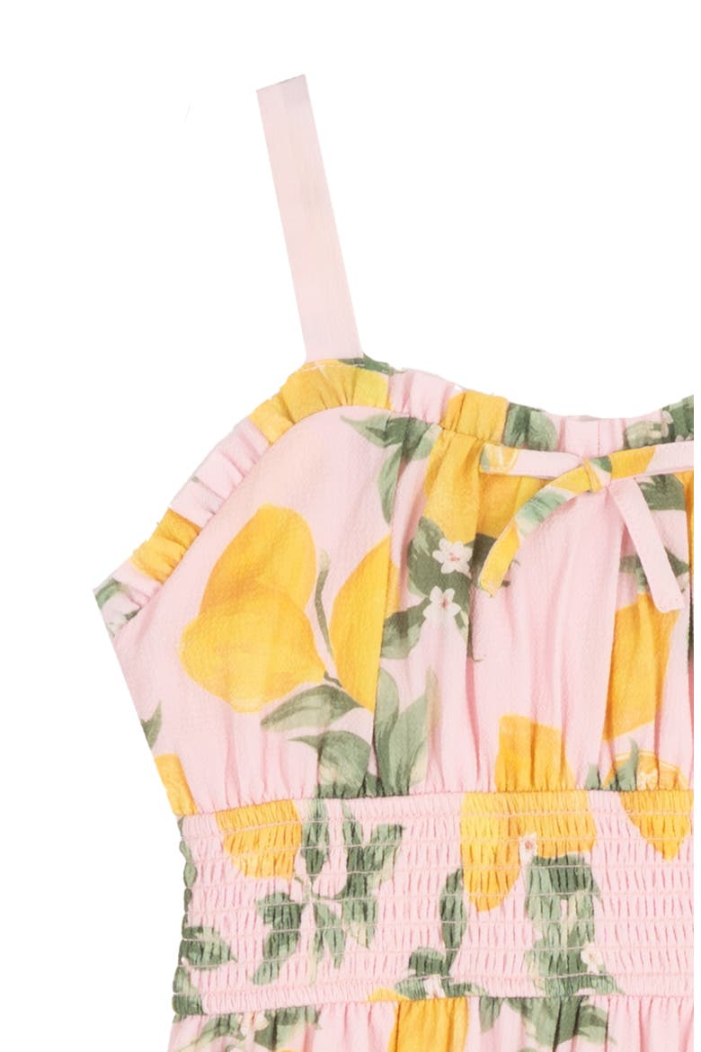 Kids' Lemon Print Bubble Crepe Maxi Dress, Alternate, color, PINK
