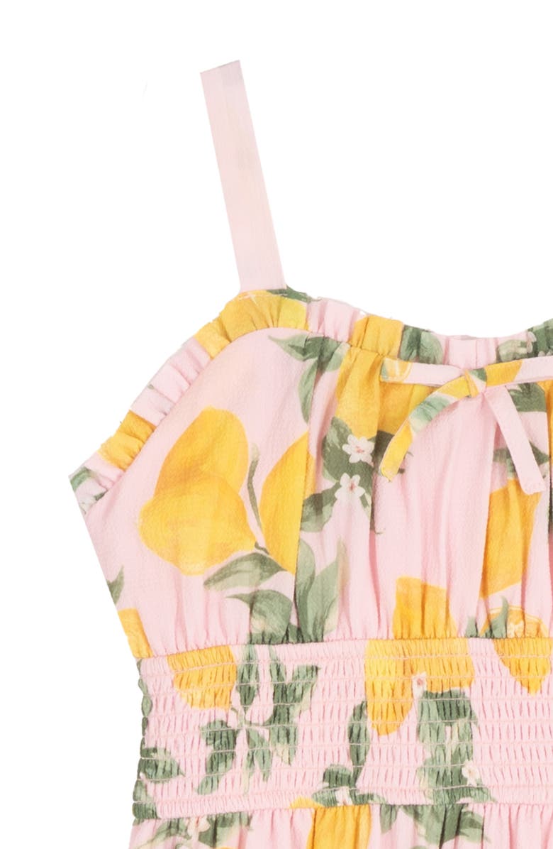 Rare Editions Kids' Lemon Print Bubble Crepe Maxi Dress, Alternate, color, Pink