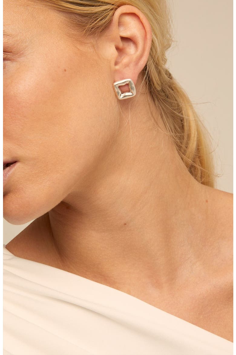 Small Link Earrings, Alternate, color, Silver