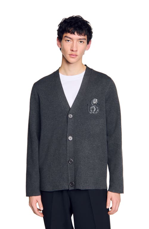 Sandro Cardigan With Snake Detail In Lime