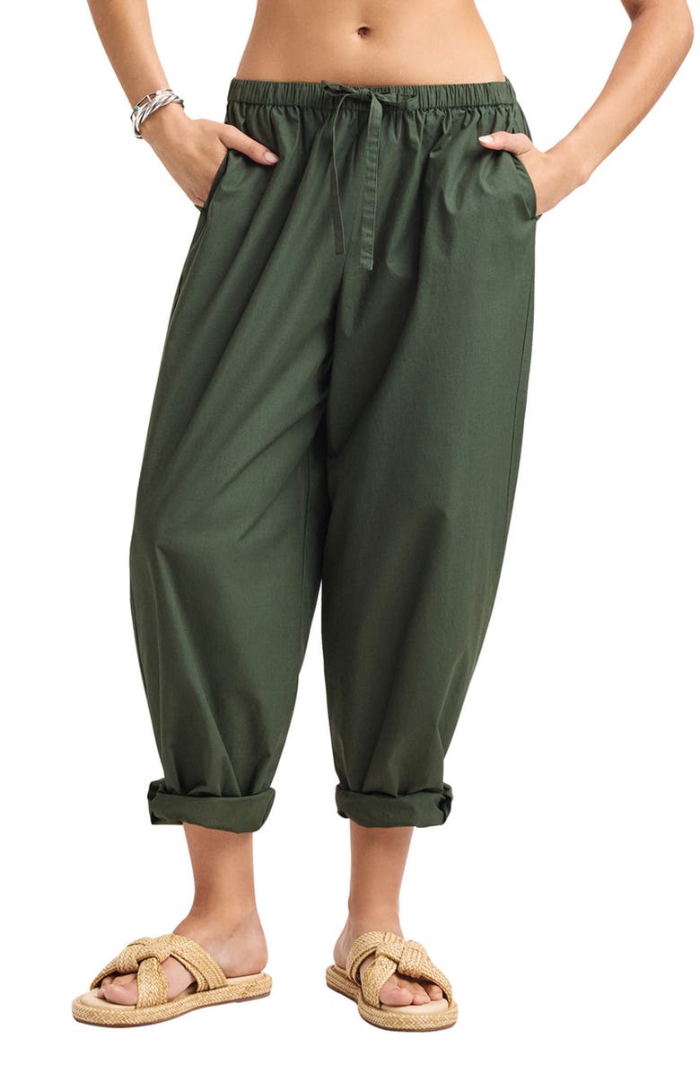 Vitamin A<sup>®</sup> Parker Organic Cotton Cuff Cover-Up Pants, Main, color, Green