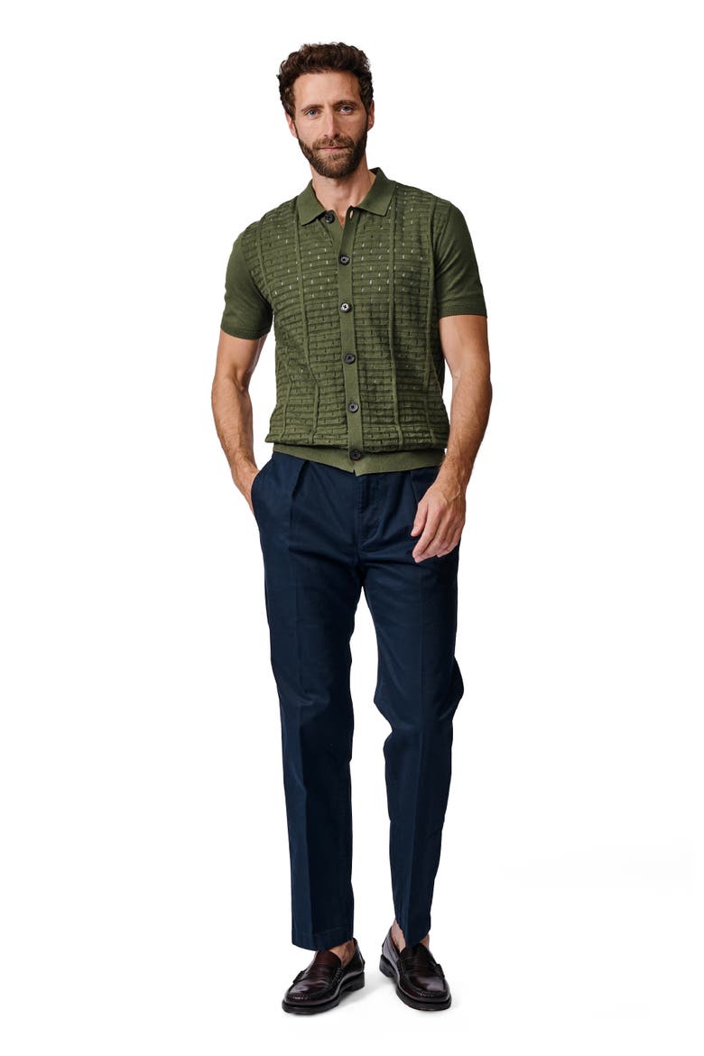 Manor Textured Button Through Polo, Alternate, color, Khaki