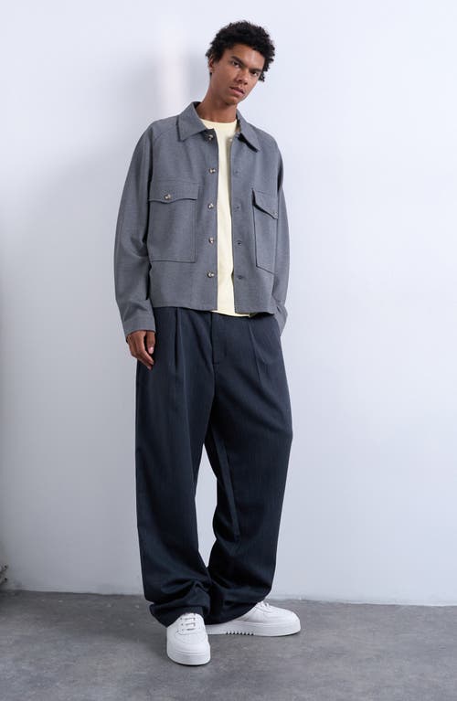 Topman Jersey Button-up Shirt Jacket In Gray