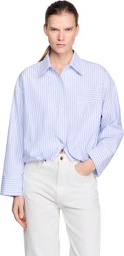 SANDRO Cropped striped shirt