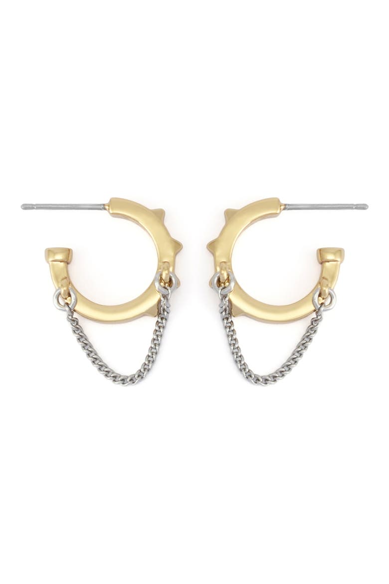 Chain Swag Huggie Hoop Earrings, Alternate, color, TWO TONE SHINY