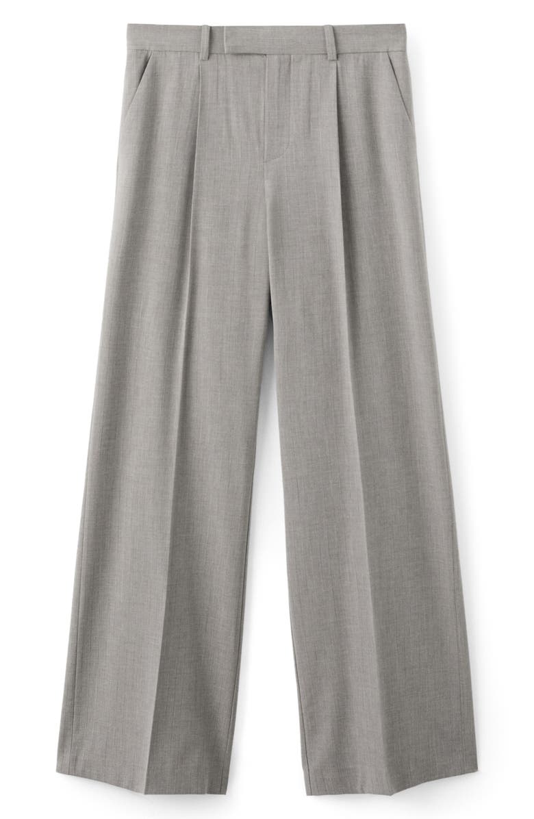 MANGO Pleated Straight Leg Pants, Alternate, color, Grey