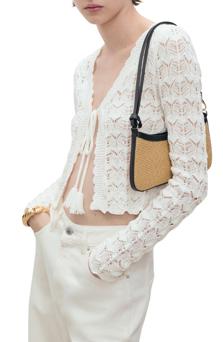 MANGO Patri Open Stitch Cardigan, Alternate, color, White