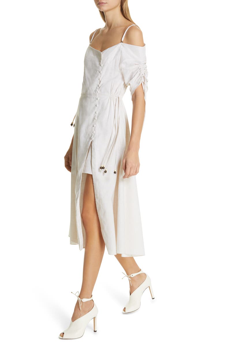 Simkhai Jonathan Simkhai Off the Shoulder Cotton & Linen Dress, Alternate, color, 
