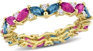 DELMAR Rhodolite & London Blue Topaz Eternity Ring