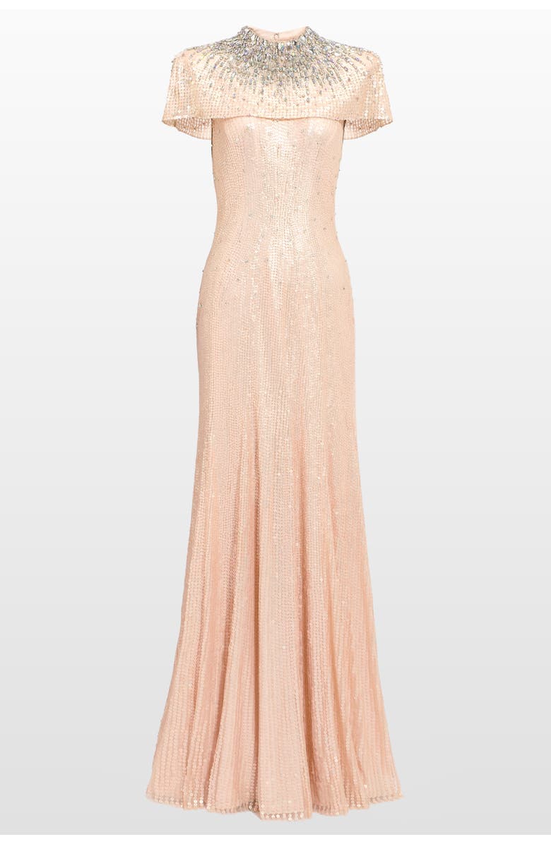 Jenny Packham Radiant Sequin-Embellished Gown, Main, color, Cardinal