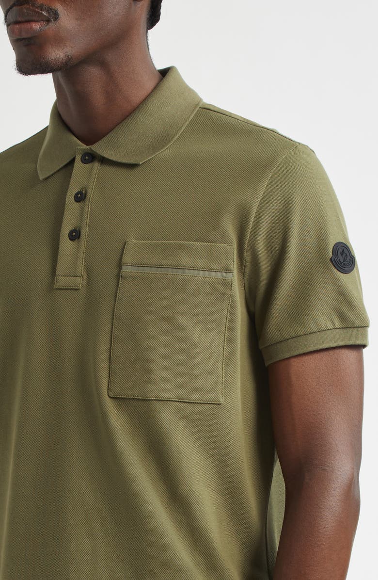 Moncler Logo Patch Cotton Piqué Polo, Alternate, color,