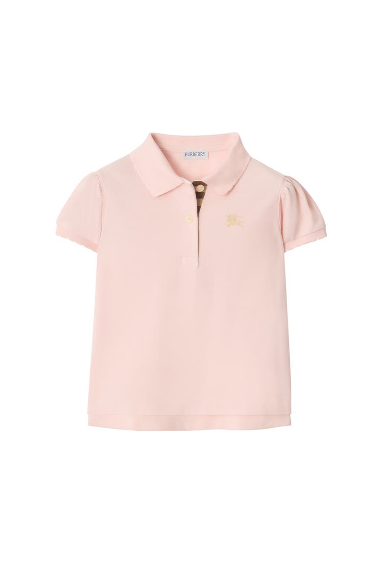Girls' Cotton Polo Shirt, Main, color, Ice pink