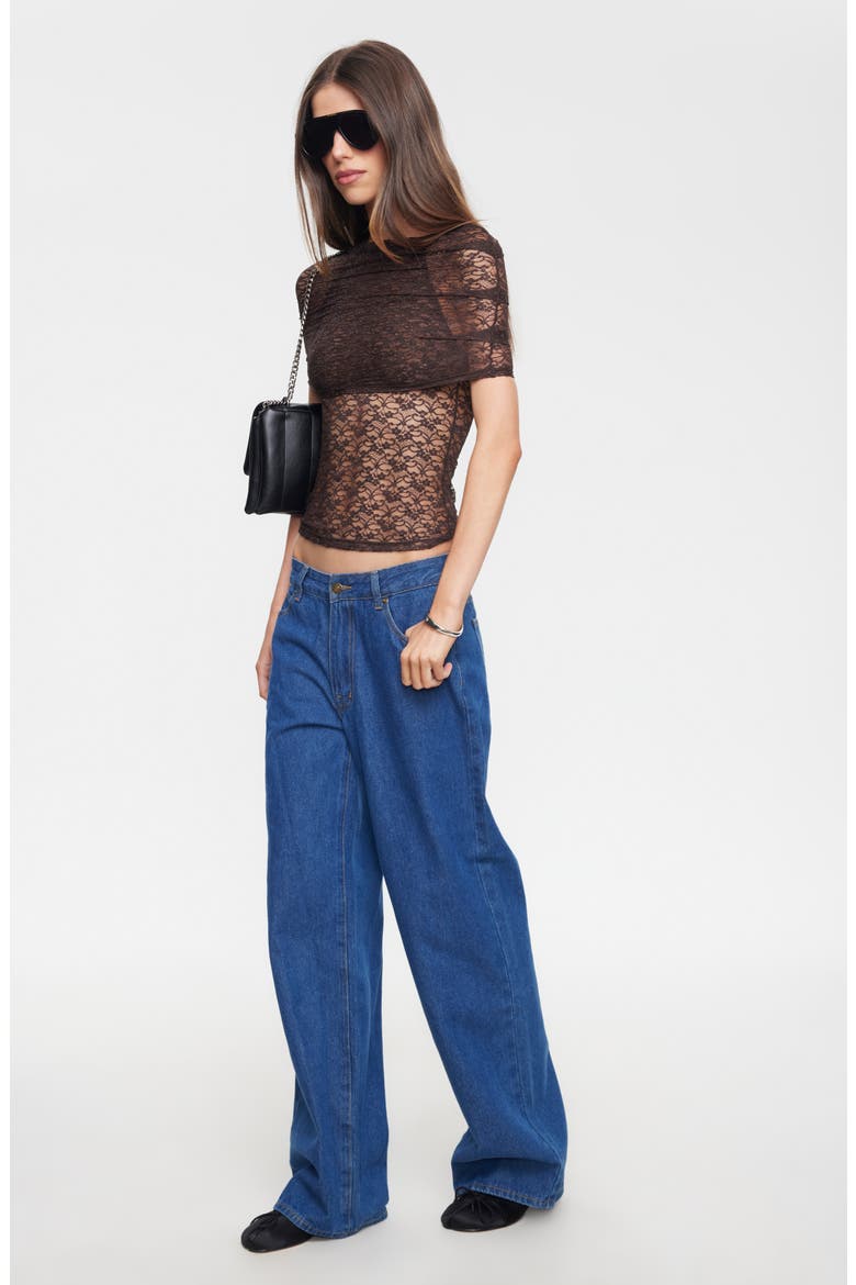 Bella Vita Lace Layered Top, Alternate, color, CHOCOLATE