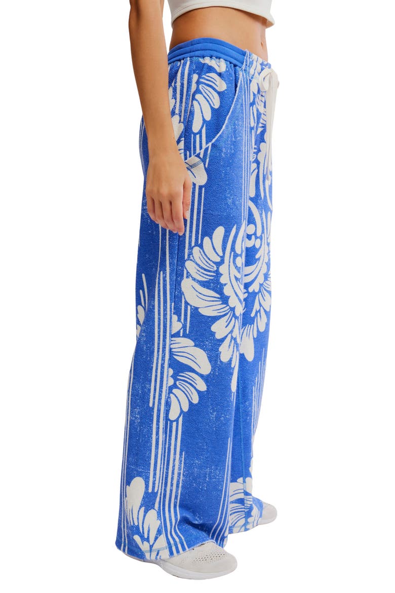 One Above Floral Wide Leg Cotton Blend Pants, Alternate, color, ELECTRIC SHOCK