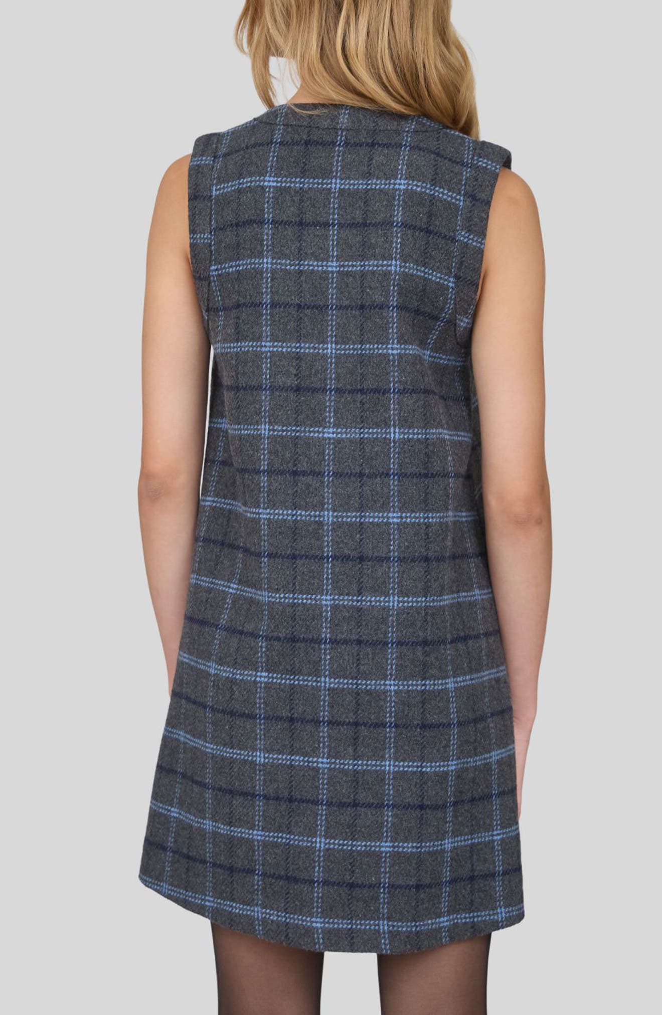 Plaid Sleeveless Button Front Minidress - image 2