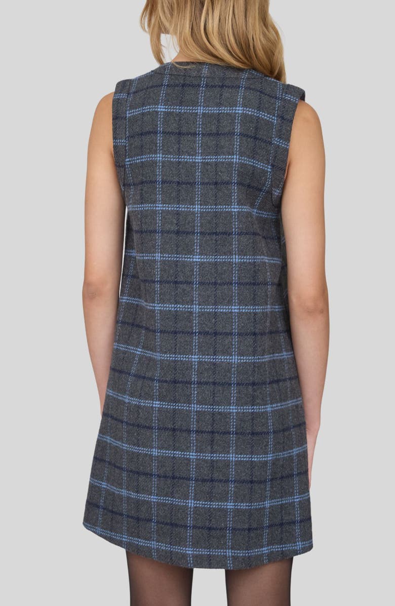 Blu Pepper Plaid Sleeveless Button Front Minidress, Alternate, color, Charcoal Multi