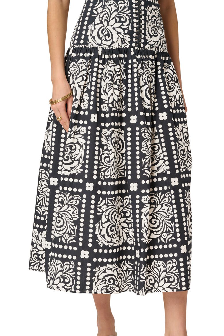 Print Drop Waist Sleeveless Maxi Dress, Alternate, color, BLACK/ IVORY