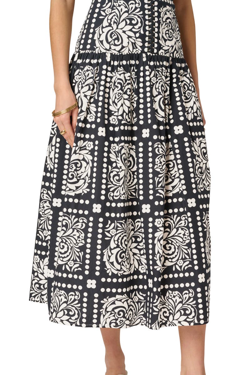 Adrianna Papell Print Drop Waist Sleeveless Maxi Dress, Alternate, color, Black/ Ivory