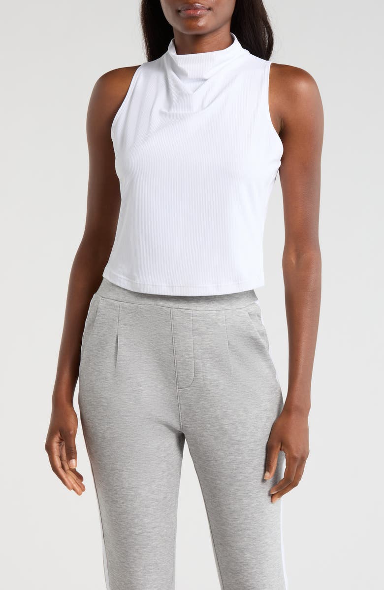 MPG Rib Funnel Neck Sleeveless Top, Main, color, Brilliant White