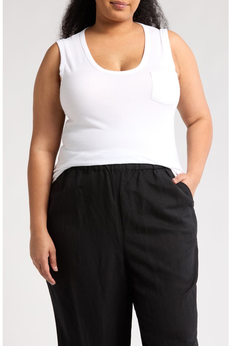 V-Neck Cotton Tank, Main, color, WHITE