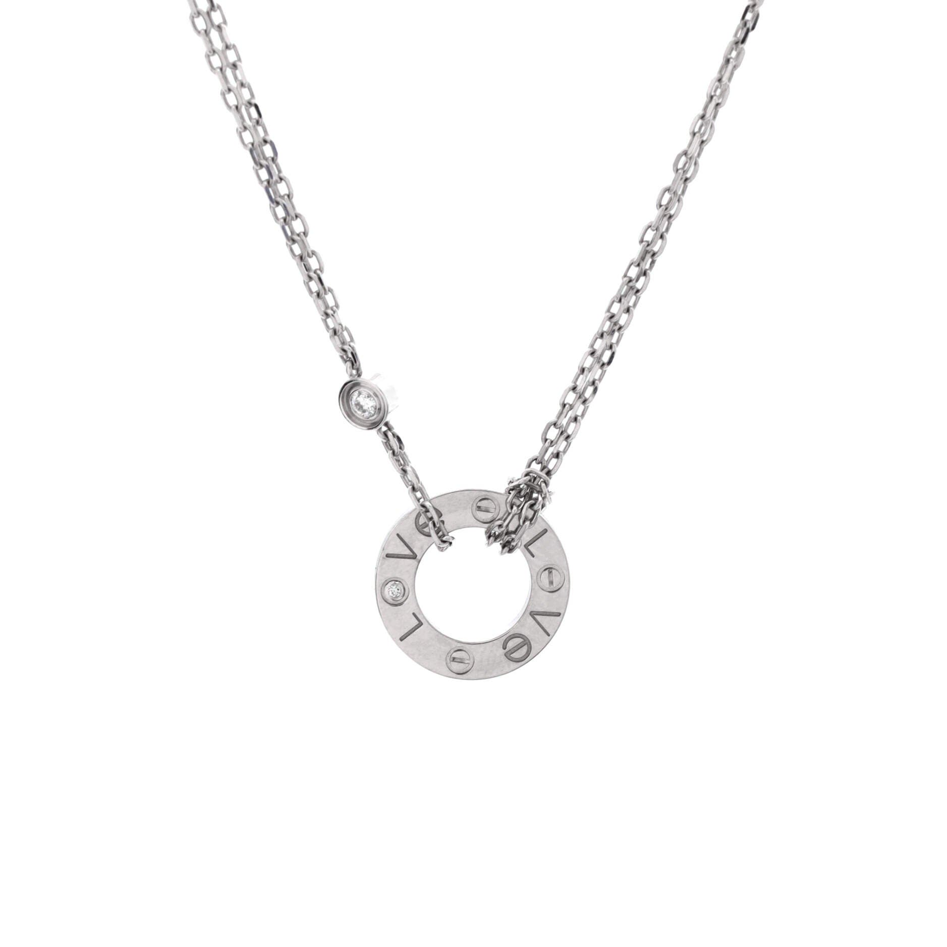 2 Diamonds Love Pendant Necklace 18K White Gold with Diamonds, Main, color, Metallic Gold