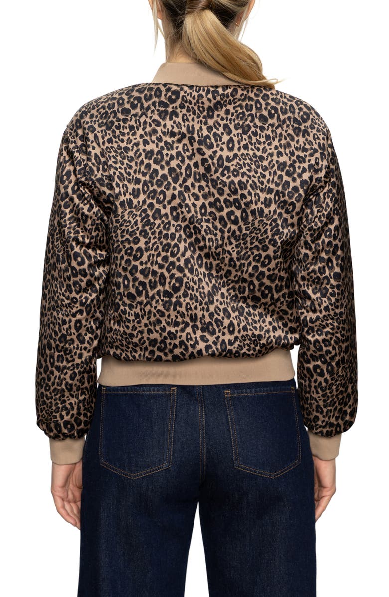 Sanctuary Monroe Leopard Print Cotton Blend Bomber Jacket with Quilted Lining, Alternate, color,
