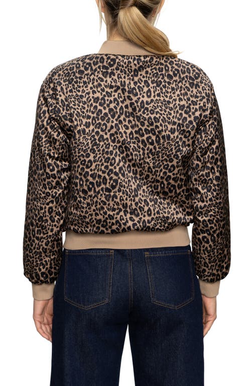 Sanctuary Monroe Leopard Print Cotton Blend Bomber Jacket With Quilted Lining In Brown
