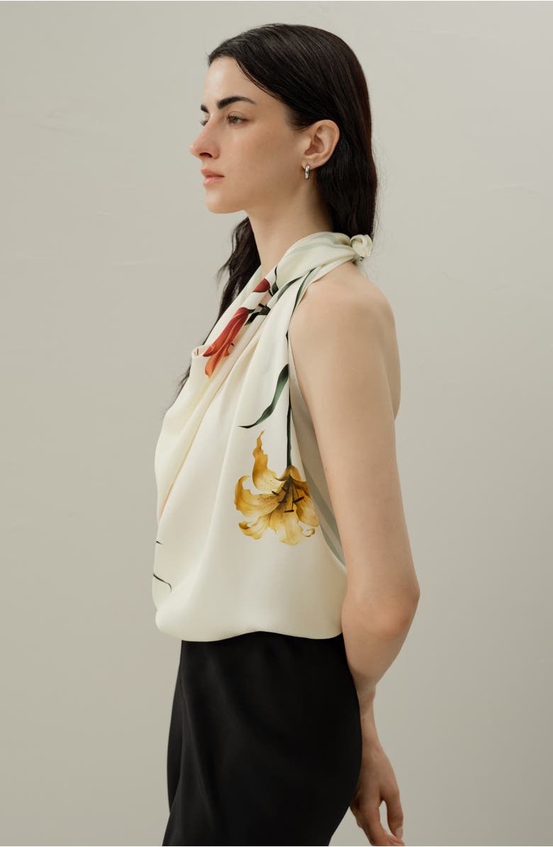 Lilysilk Lily Print Silk Scarf, Alternate, color, Lily White