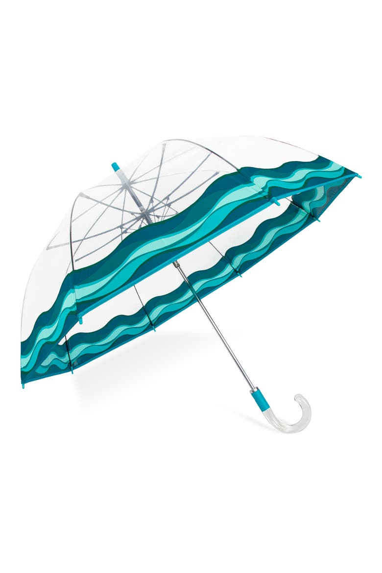 Auto Open Bubble Stick Umbrella, Main, color, WAVES OF CAPRI