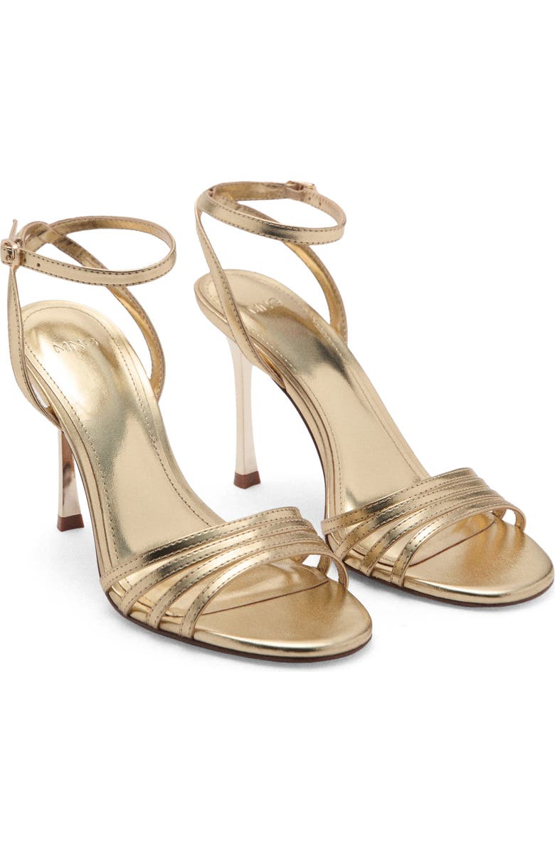 MANGO Ankle Strap Sandal, Alternate, color, Gold