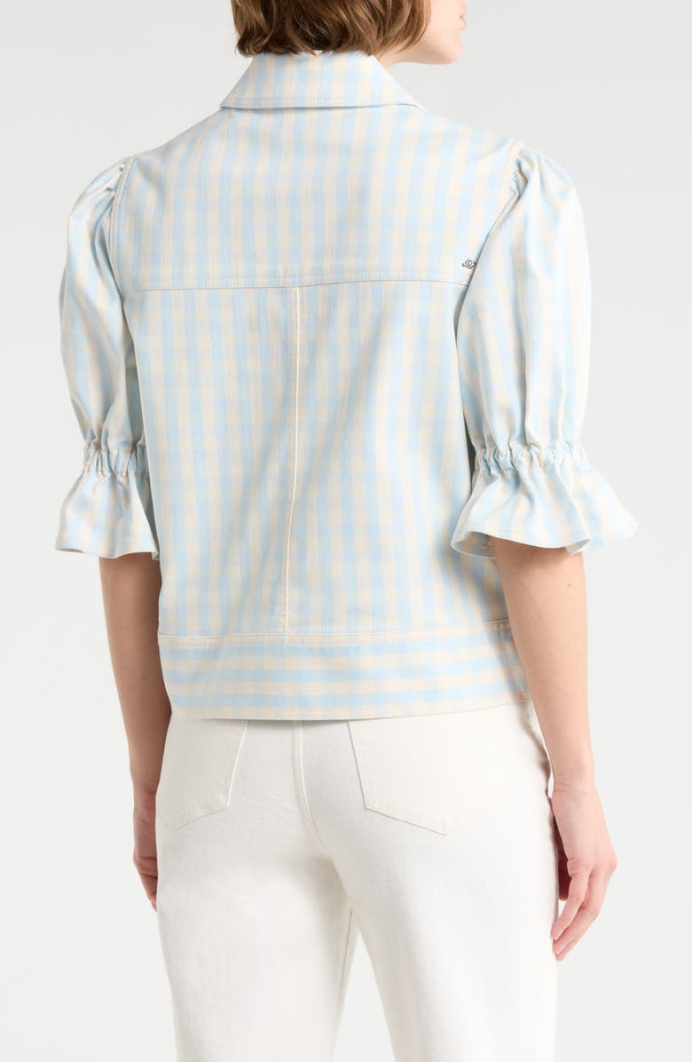 Cinq à Sept Holly Gingham Denim Jacket, Alternate, color, Morning Sky/ Light Plaster