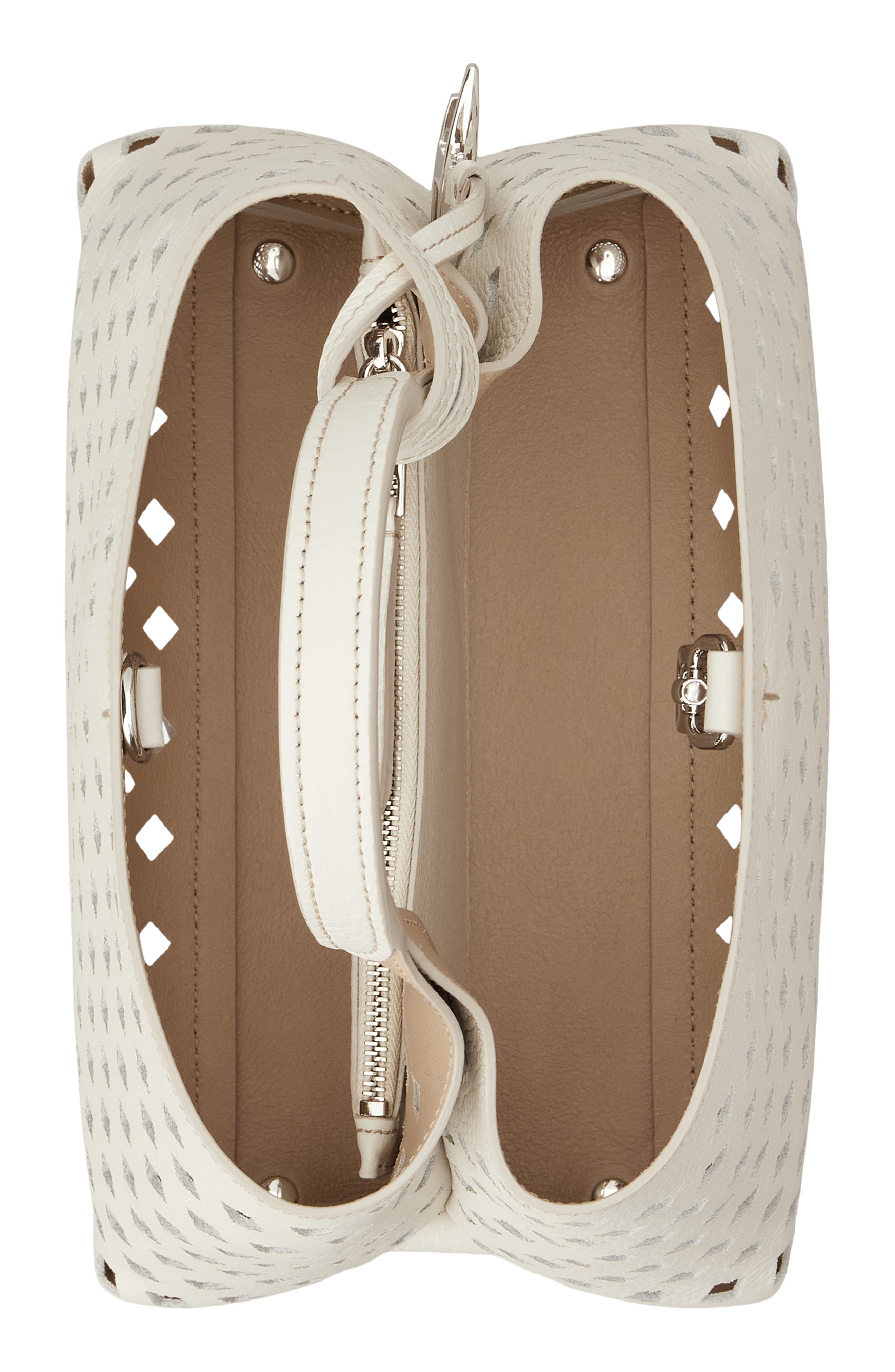 Tod's Apa Perforated Leather Top Handle Bag, Alternate, color, Bianco Calce/ Naturale Sc