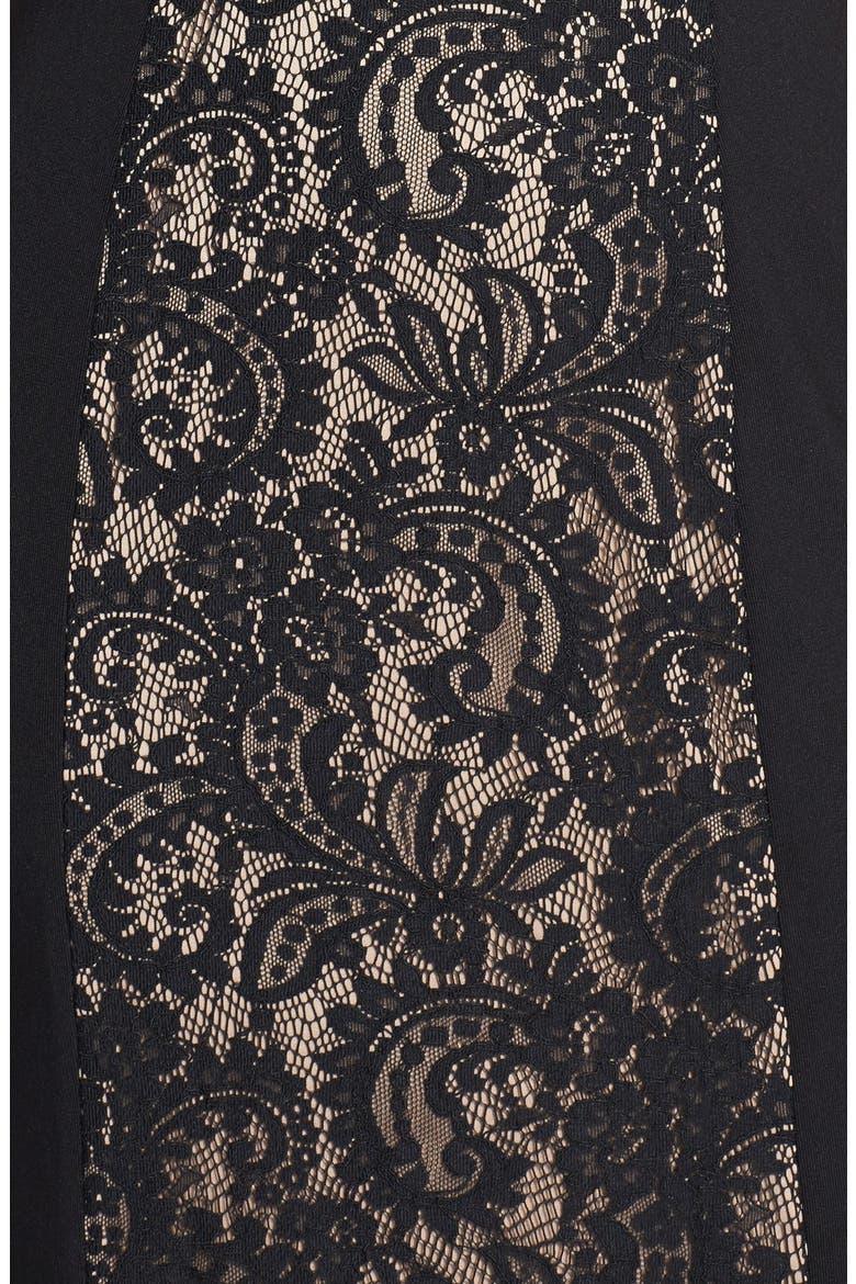 Ottoman & Lace Scoop Back Gown, Alternate, color, BLACK/ NUDE