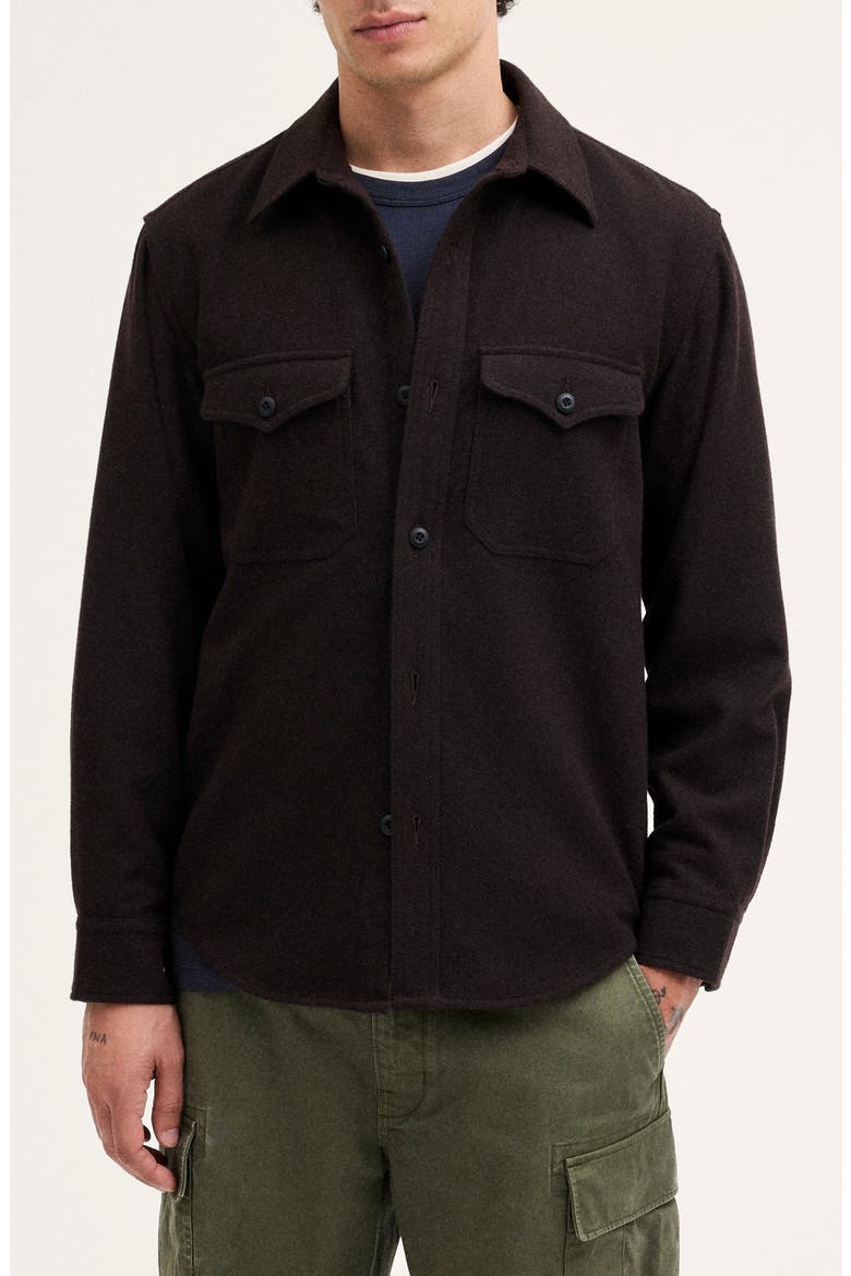Wool Blend Shirt Jacket, Main, color, DARK BROWN