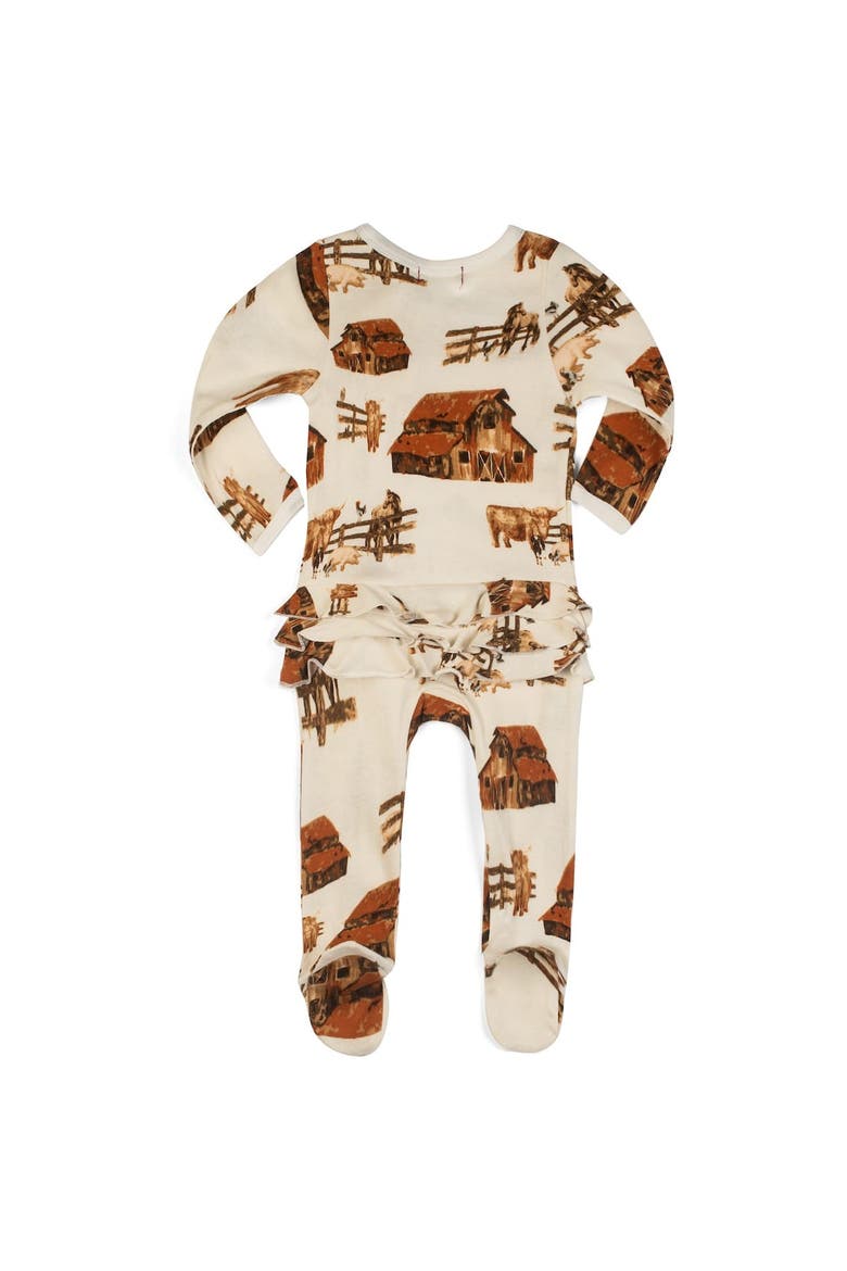 Organic Cotton Ruffle Zipper Footed Romper, Alternate, color, Homestead