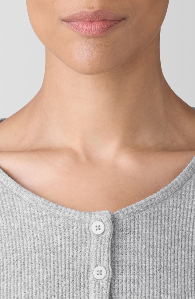 EILEEN FISHER SLEEP Organic Cotton Thermal Knit Henley Sleep Top, Alternate, color,